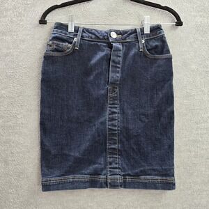 True Religion Women Jeans Skirt‎ 24 Blue Denim Snap Buttons